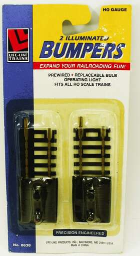 Life-like 077071086387 Pack Of 2 Ho Gauge Model Train Illuminated Bumpers No. 8638 New Sealed