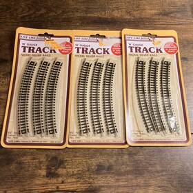 21211 Life-like 3 Packs Of N Gauge Scale Track Nickel Silver Rails 9-3/4 Inch Curved #7800