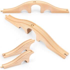 Train-02 Liliful Wooden Train Track Bridges And Tunnels Expansion Wood One Size