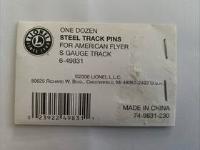 Lionel 6-49831 American Flyer Track Pins S Gauge Rail Section Connectors New