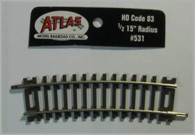 Model 313049559546 Code 83 Nickel Silver 1/2-15 Inch Radius Snap Track Ho Scale Trains