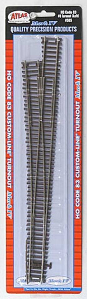 Model 445037783749 Code 83 Nickel Silver #8 Custom-line Turnout Left Ho Scale Trains