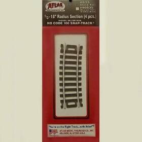 Model 445041768725 Code 100 Nickel Silver 1/3-18 Inch Radius Snap-track 6/bx Ho Scale Trains