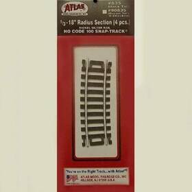 Model 705353698996 Code 100 Nickel Silver 1/3-18 Inch Radius Snap-track 6/bx Ho Scale Trains