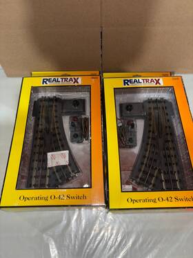 40-1043 Mth 40-1043/1044 Pair Of Excellent Realtrax O Gauge O42 Switches Complete With Boxes
