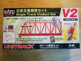 20-861 New Kato N Scale V2 Single Track Viaduct Unitrak Set Red Bridge Version