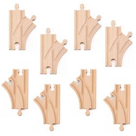 Orbrium 013964651973 8x 3.5 Curved Switch Tracks Wooden Train Expansion Set Pack With Thomas Chugg