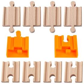 Orbrium 044966297722 Toys 8 Pcs Wooden Train Track Male-male Female-female Adapter Pack F