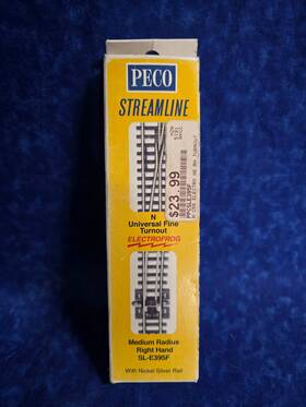 Sl-e396f Peco 050881006207 N Scale Electrofrog Medium Radius Left Hand Turnout Code 55