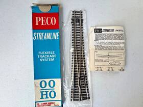 Sl-89x Peco #sl 89x Ho/oo Left Hand Turnout-ns Rail-large Radius-code 100 - Nos