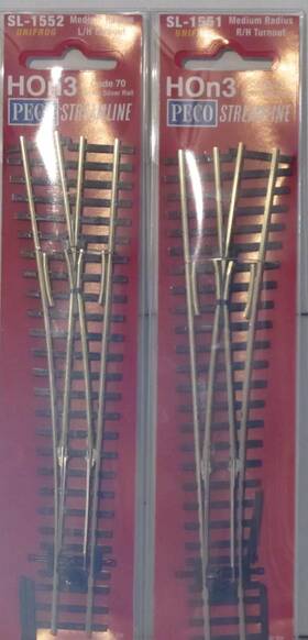 Sl-u1551 Peco U1552 And Hon3 Narrow Gauge Code 70 Medium Rad Turnouts Right Left