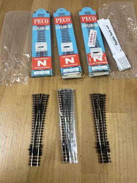 Sl-e391 Peco Sl397 2 Sl-397 Y And 1 Rh Medium Radius Electrofrog Turnouts N Scale