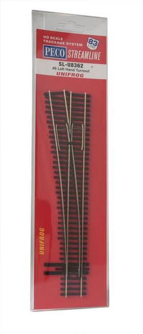 Slu8362 Peco North American-style Code 83 #6 Left Hand Turnout Unifrog - Ho Scale