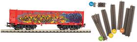 Piko 55380 Ho Eaos Freight Car With Graffiti And Track Extension Supplementary Set