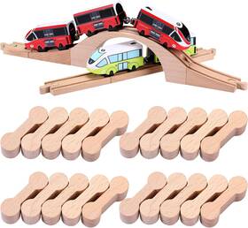 Poen 445016089046 30 Pcs Wooden Dog Bone Track Connector Pack Wood Train Adapter Connec