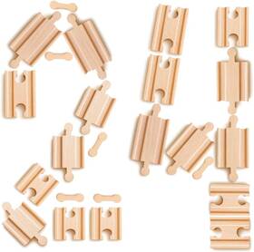 Psc Innovations Llc 313115130181 Playful Pupilz 24 Pcs Wooden Train Track Connectors Real Wood Railway Adapters