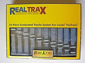 40-1113 Real Trax 24 Piece Graduated Trestle System For Lionel Fastrack New
