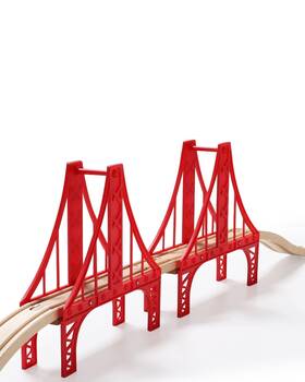 Sainsmart Jr. 897093814210 Wooden Train Set Accessories Double Suspension Bridge Wit