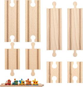 Rtefnvzz3 Styquenzer 8pcs Wooden Train Track Expansion Straight Connectors Adapters Male Female Wood