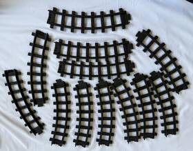 Toy State Industrial Ltd 9289-2 15pc Vintage 1992 Train Track Lot - Curved And Straight Black