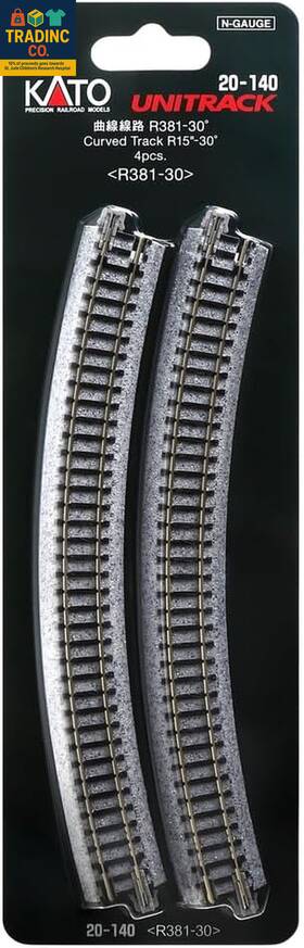 Trains 705353990502 Usa Model Train Products Unitrack 381mm 15 Inch Radius 30-degree Curve Track 4-p