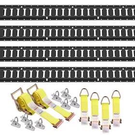 Vevor 445049977945 E Track Tie-down Rail Kit 5 Ft. E-tracks Set With 4 Steel Rails 8 O-ring Anchor