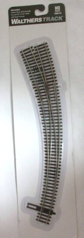 948-83061 Walthers 616374161850 Ho Scale Code 83 20 Inch /24 Radius Curved Left Hand Turnout