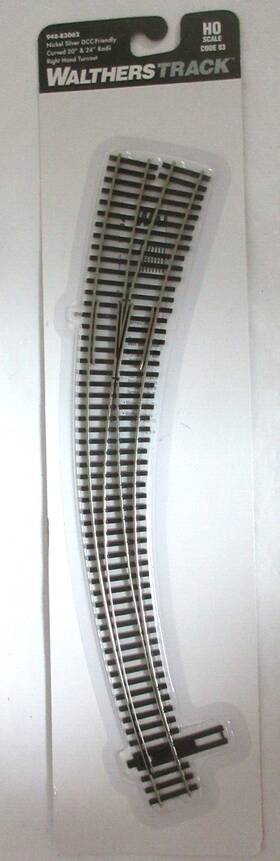 948-83062 Walthers 616374161867 Ho Scale Code 83 20 Inch /24 Radius Curved Right Hand Turnout