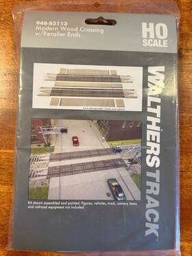 948-83113 Walthers Track Ho Modern Wood Grade Crossing With Rerailer Ends-new