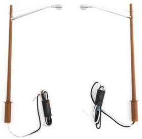 949-4805 Walthers Ho Scale Led Streetlight 2 Pcs Long Arm Wood Pole