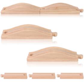 Jlh-241105-4 Youdaju 5 Pcs Wood Train Track Expansion Set - Straight Wooden With Brid