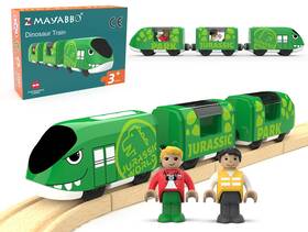 Z Mayabbo Cj002-7488 Toy Train Set For Wooden Tracks Battery Operated 12.5 Inches Charming Green