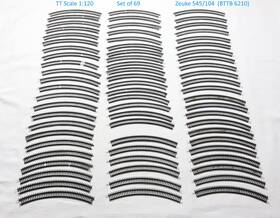 R286 Zeuke 545/104 Tt Scale Lot Of 69 Curved Rail Bttb 6210 Mm / 45 Gleis Gebogen