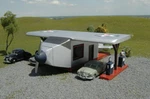Bachmann Ho Scale Airplane Gas Station Built #35201 New In Box. Fixed Price $29.99.