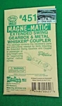 Kadee Whisker Couplers Ho #451 Extended Swing Kit, 9/32" Centerset Shank. Fixed Price $10.25.