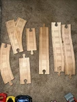 Vintage 2001 Thomas Wood Tracks, 7 Trains, Conductor Shed. Total Of 15 Pc. Fixed Price $71.25.