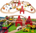 100 Pcs Wooden Train Track Set, Toys Railway Vehicles For 3-10 Years Old. Fixed Price $72.11.
