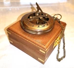 Sun Dial Pocket Watch Brass Compass Chain Antique Gold Lustre Wooden Box Uk. Fixed Price $94.18.