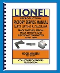 Lionel Reproduction Factory Service Manual Track Switches, Etc. 1946-1966. Fixed Price $15.00.