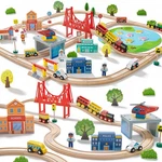 Tiny Land 110PCS Wooden Train Set Toy With Tracks For Kids Ages 3-7, Com. Fixed Price $92.60.