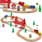 Sainsmart Jr. Wooden Train Set For Toddler Double-side Tracks Fits B.... Fixed Price $27.32.