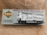 Lifelike Proto 2000 Series Mather 40' Double Deck Stock Car Ho Plastic Model Kit. Fixed Price $25.00.