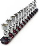 12PC 1/4" Drive Metric Flex Socket Set 15MM 6-POINT Swivel W/ Storage Rail. Fixed Price $65.12.