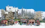 Busch 1059 Ho Scale Christmas Fair Street Scene -- Kit. Fixed Price $46.99.