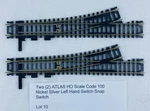 Two (2) Atlas Ho Scale Code 100 Nickel Silver Left Hand Switch Snap. Fixed Price $34.95.