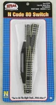 Scale Code 80, Nickel Silver Rail #6 Right Hand Manual Switch - Atlas #2707. Fixed Price $18.00.
