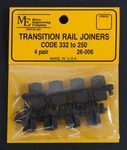 Micro Engineering 26-006 Scale Transition Rail Joiners Code 332 To 250 4PAIR. Fixed Price $7.31.