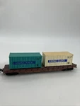 Lima, Ho Gauge, Santa Fe, Atsf Flat Car #94138 With 2 Containers Ships Fast. Fixed Price $9.95.