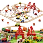 100 Pcs Wooden Train Set, Toy With For Kids Ages 3-10, Com.... Fixed Price $62.15.