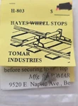 Ho Scale Tomar H-803 Hayes Wheel Stops Detail Part Nos. Fixed Price $5.95.